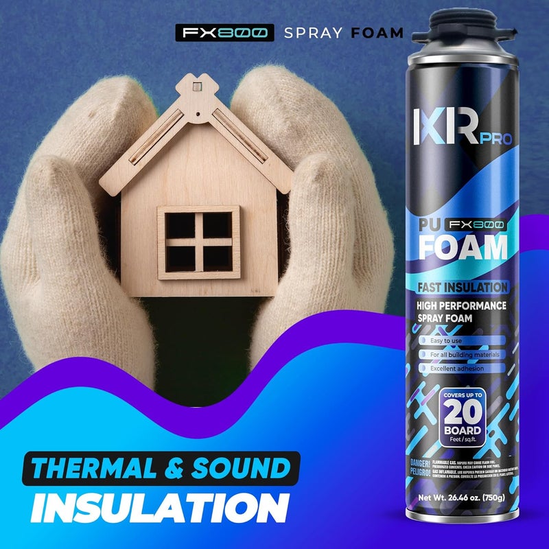 ixirpro Spray Foam Insulation Can (26.46 oz. / 750 g) Expanding Sealant, Closed Cell Spray Foam Heat Acoustic Insulation, High Density, Walls Ceiling Windows Doors - Image 3